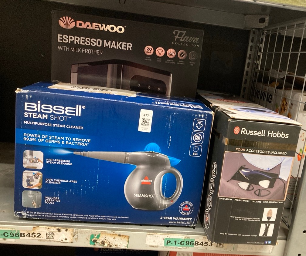 Lot 477  
            Edinburgh SR34 - Delivery Only 

                
QUANTITY OF KITCHEN & APPLIANCES ITEMS TO INCLUDE RUSSELL HOBBS STEAM GENIE 2IN1 ...