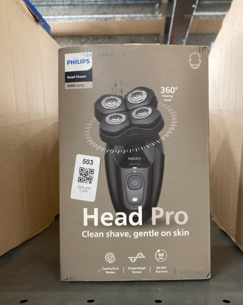 Lot 503  
            Edinburgh SR34 - Delivery Only 

                
PHILIPS HEAD SHAVER PRO 5000 SERIES - SKULL SHAVER FOR MEN AND WOMEN, 360° FLEXIN...
