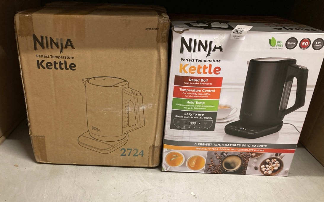 Lot 522  
            Edinburgh SR34 - Delivery Only 

                
2 X NINJA PERFECT TEMPERATURE KT200UK KETTLE WITH TEMPERATURE SELECTOR - MATTE BL...