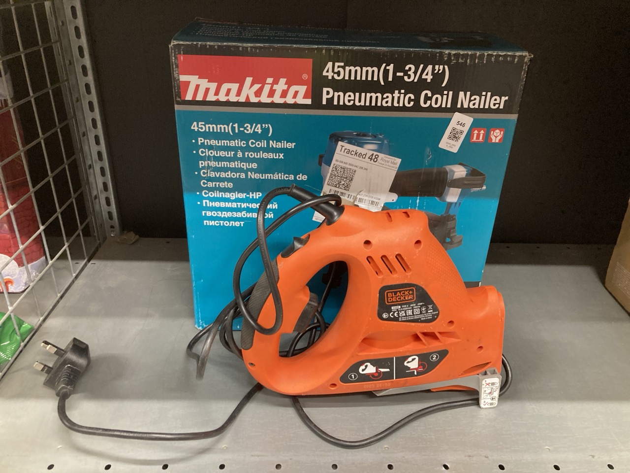 Lot 546  
            Edinburgh SR34 - Delivery Only 

                
MAKITA AN454 45MM ROOFING NAILER + BLACK & DECKER 400W SCORPION MULTIFUNCTION SAW...