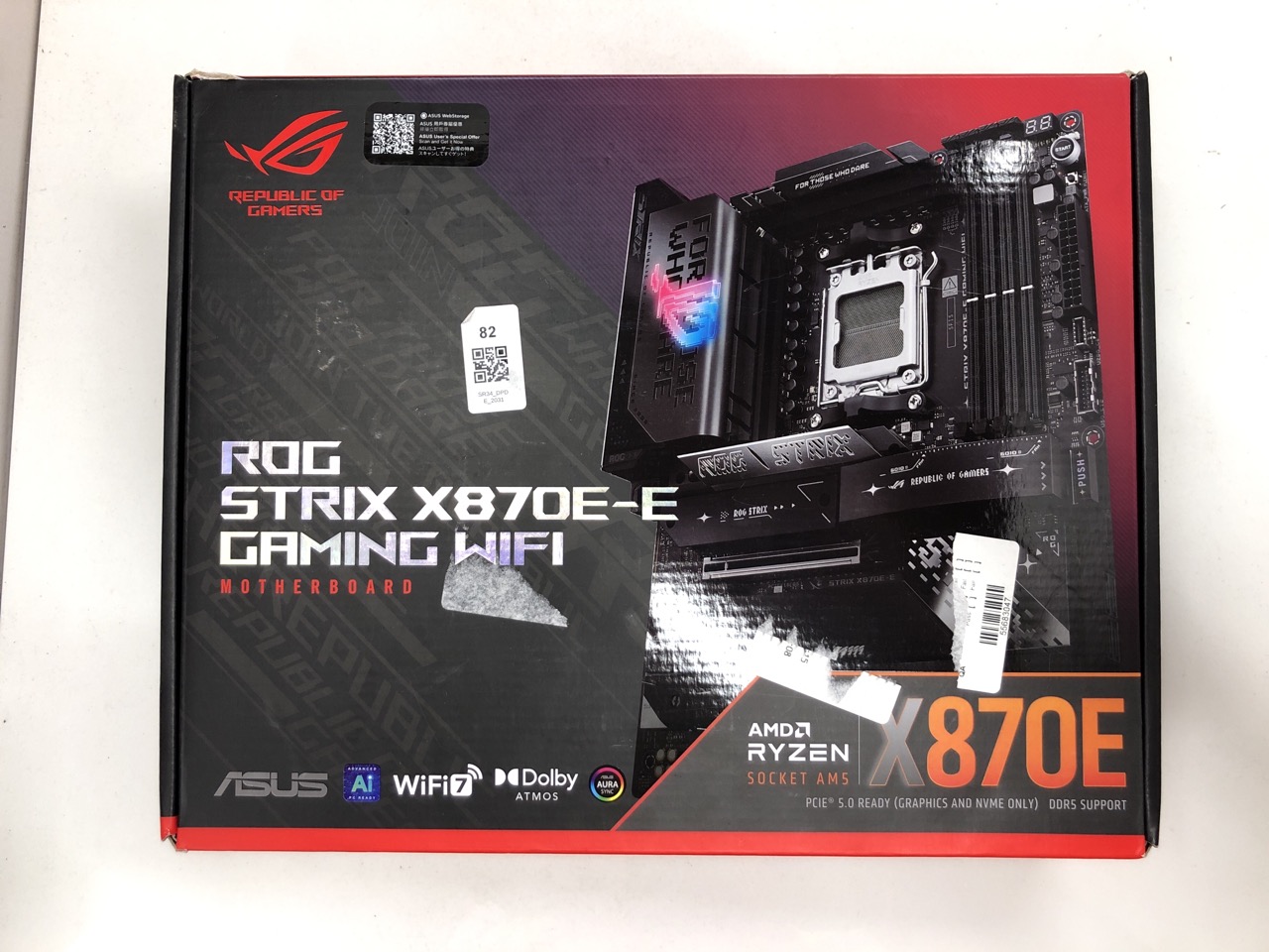 Lot 82  
            Edinburgh SR34 - Delivery Only 

                
ROG STRIX X870E-E GAMING WIFI MOTHERBOARD : LOCATION - RACK A