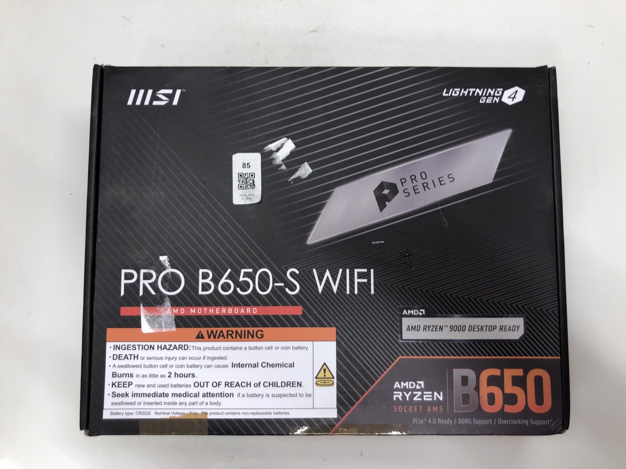 Lot 85  
            Edinburgh SR34 - Delivery Only 

                
MSI MOTHERBOARD PRO B650-S WIFI (EQUIPPED WITH B650), RELIABLE 6-LAYER PCB DESIGN...