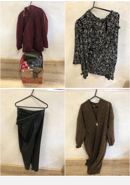 Lot 108  
            Edinburgh SR24 - Delivery Only 

                
1 X BOX OF LADIES CLOTHING TO INCLUDE BLACK FAUX LEATHER TROUSERS UK SIZE 14: LOC...