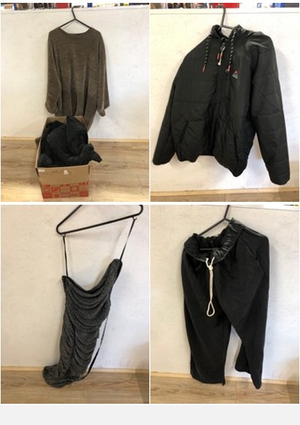 Lot 109  
            Edinburgh SR24 - Delivery Only 

                
1 X BOX OF LADIES  CLOTHING TO INCLUDE SILVER SPARKLY AX PARIS DRESS UK SIZE 12: ...