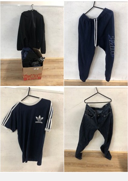 Lot 124  
            Edinburgh SR24 - Delivery Only 

                
1 X BOX OF CLOTHING TO INCLUDE BLUE NIKE JOGGERS UK SIZE S : LOCATION - A RACK