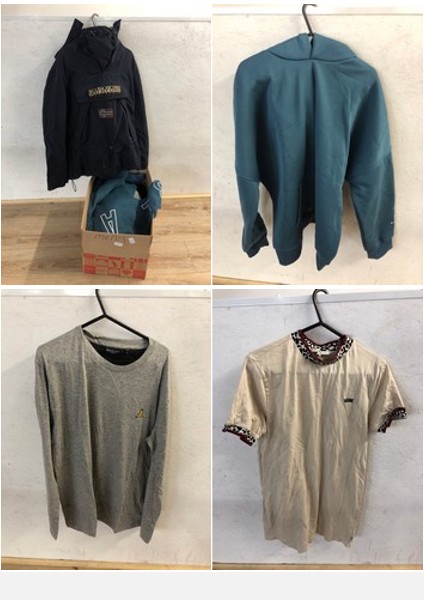 Lot 151  
            Edinburgh SR24 - Delivery Only 

                
1 X BOX OF MENS CLOTHING TO INCLUDE BLAKLEY GREEN HOODIE UK SIZE XL: LOCATION - B...