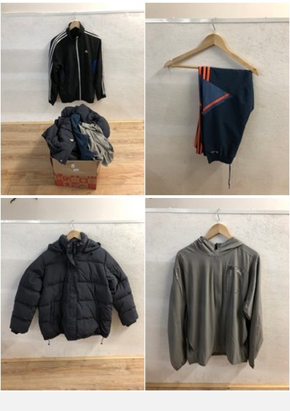 Lot 163  
            Edinburgh SR24 - Delivery Only 

                
1 X BOX OF MENS CLOTHING TO INCLUDE BLACK ADIDAS JACKET UK L: LOCATION - B RACK