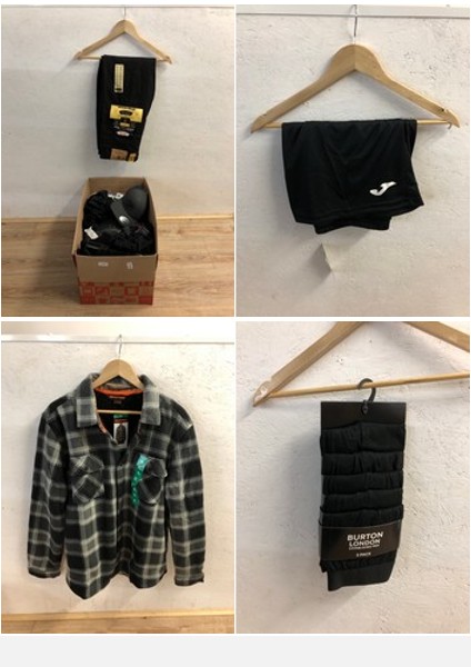 Lot 165  
            Edinburgh SR24 - Delivery Only 

                
1 X BOX OF MENS CLOTHING TO INCLUDE JOMA SHORTS UK XL: LOCATION - B RACK