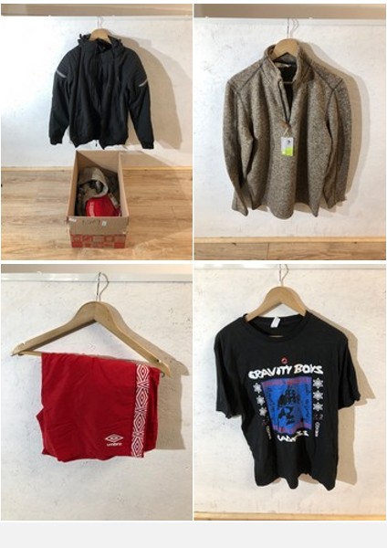 Lot 174  
            Edinburgh SR24 - Delivery Only 

                
1 X BOX OF MENS CLOTHING TO INCLUDE BLACK JET JACKET UK XL: LOCATION - B RACK