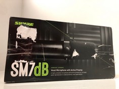 Lot 23  
            Edinburgh SR24 - Delivery Only 

                
SHURE SM7 DB VOCAL MICROPHONE WITH ACTIVE PREAMP ORIGINAL   RRP £398: LOCATION - ...
