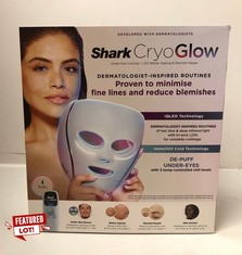 Lot 27  
            Edinburgh SR24 - Delivery Only 

                
SHARK CRYOGLOW LED FACE MASK WITH UNDER-EYE COOLING, ANTI-AGEING & BLEMISH REPAIR...
