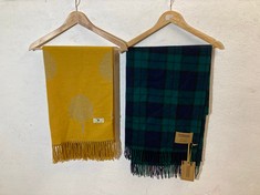 Lot 288  
            Edinburgh SR24 - Delivery Only 

                
EDINBURGH CASHMERE BLACKWATCH SCARF + HOUSE OF TWEED MUSTARD SCARF COMBINED ORIGI...