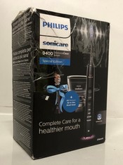 Lot 41  
            Edinburgh SR24 - Delivery Only 

                
PHILIPS SONICARE DIAMONDCLEAN SMART 9400 ELECTRIC TOOTHBRUSH, SONIC TOOTHBRUSH WI...
