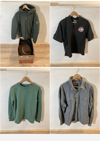 Lot 548  
            Edinburgh SR24 - Delivery Only 

                
1 X BOX OF MENS CLOTHING TO INCLUDE ECOALF GREEN JACKET UK SIZE XL: LOCATION - H ...