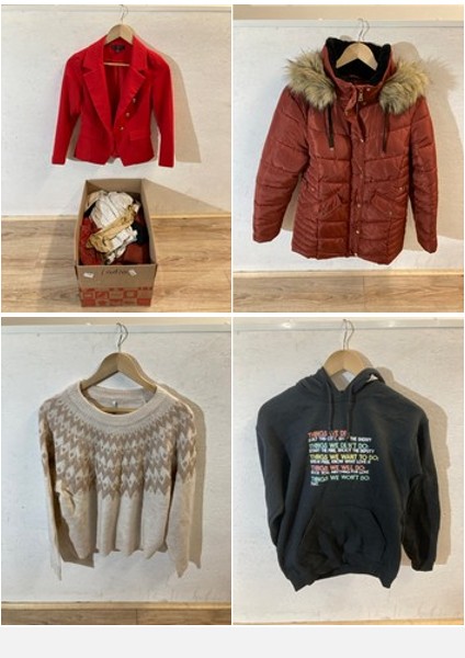 Lot 551  
            Edinburgh SR24 - Delivery Only 

                
1 X BOX OF LADIES CLOTHING TO INCLUDE RED JACKET UK SIZE 8: LOCATION - H RACK