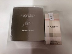 Lot 56  
            Edinburgh SR24 - Delivery Only 

                
BURBERRY EAU DE TOILETTE 100ML & RAPLHS CLUB GIFT SET : LOCATION - A RACK