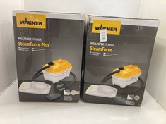 Lot 571  
            Edinburgh SR24 - Delivery Only 

                
2 X WAGNER STEAM WALLPAPER STRIPPER STEAMFORCE PLUS, 4 L CAPACITY, STEAMING TIME ...