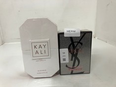 Lot 59  
            Edinburgh SR24 - Delivery Only 

                
YVES SAINT LAURENT BLACK OPIUM GLITTER EAU DE PARFUM 50ML + KAY ALI EDEN JUICY EA...