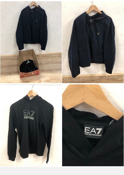 Lot 72  
            Edinburgh SR24 - Delivery Only 

                
EMPORIO ARMANI EA7 BLACK HOODIE UK SIZE S & POLO RALPH LAUREN BLUE JACKET UK SIZE...
