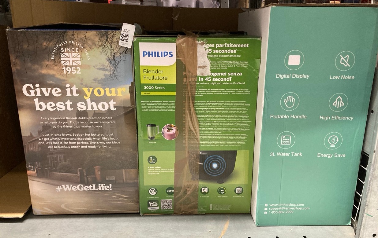 Lot 326  
            Edinburgh SR33 - Delivery Only 

                
QUANTITY OF KITCHEN & APPLIANCES ITEMS TO INCLUDE RUSSELL HOBBS BUCKINGHAM FILTER...