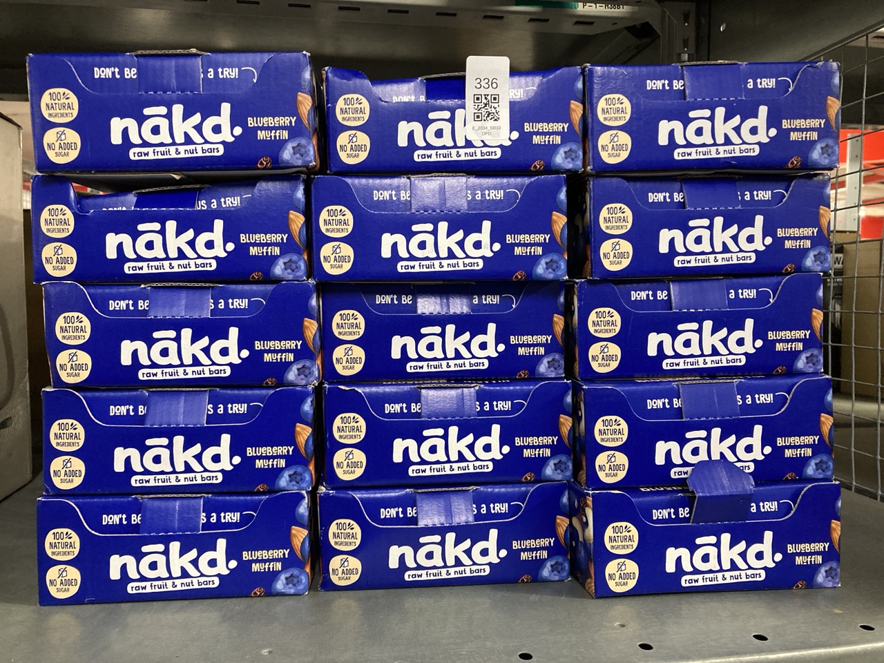 Lot 336  
            Edinburgh SR33 - Delivery Only 

                
15 X NAKD BLUEBERRY MUFFIN NATURAL FRUIT & NUT BARS - VEGAN - HEALTHY SNACK - 35G...