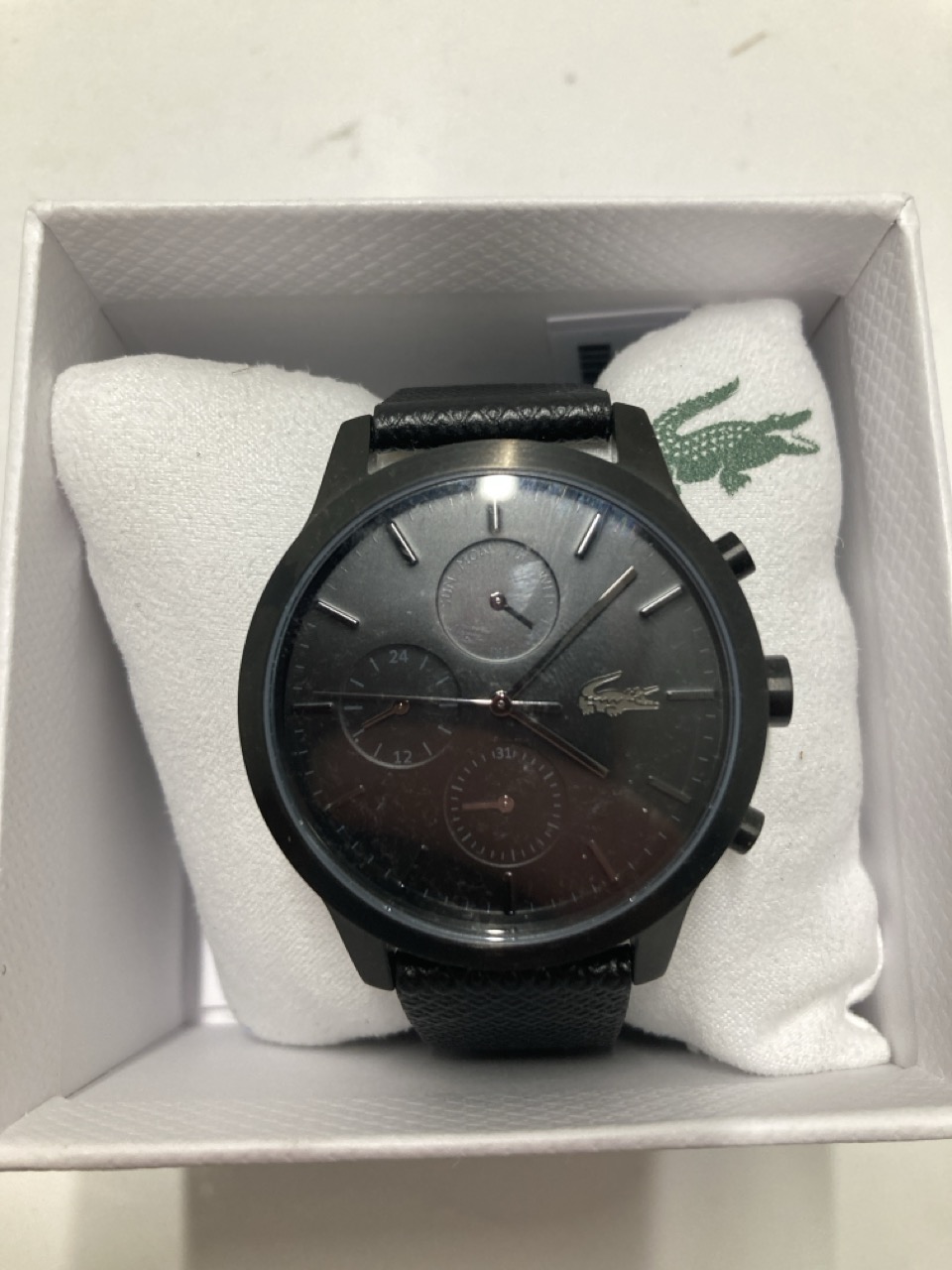 Lot 436  
            Edinburgh SR33 - Delivery Only 

                
LACOSTE ANALOGUE MULTIFUNCTION QUARTZ WATCH FOR MEN WITH BLACK LEATHER STRAP: LOC...