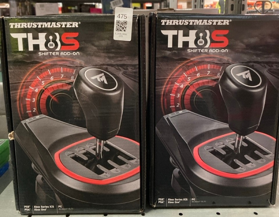 Lot 475  
            Edinburgh SR33 - Delivery Only 

                
2 X THRUSTMASTER TH8S SHIFTER ADD ON (COMPATIBLE WITH PS5, PS5 PRO, PS4, XBOX SER...