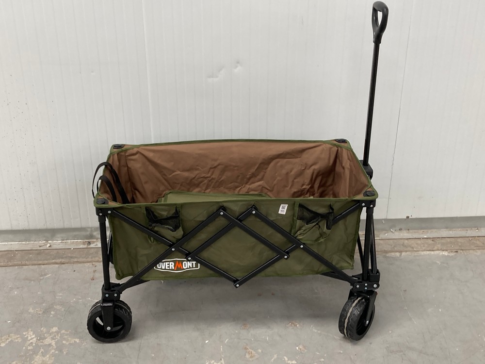 OVERMONT FOLDING TROLLEY WITH HANDLE AND SIDE POCKETS.
