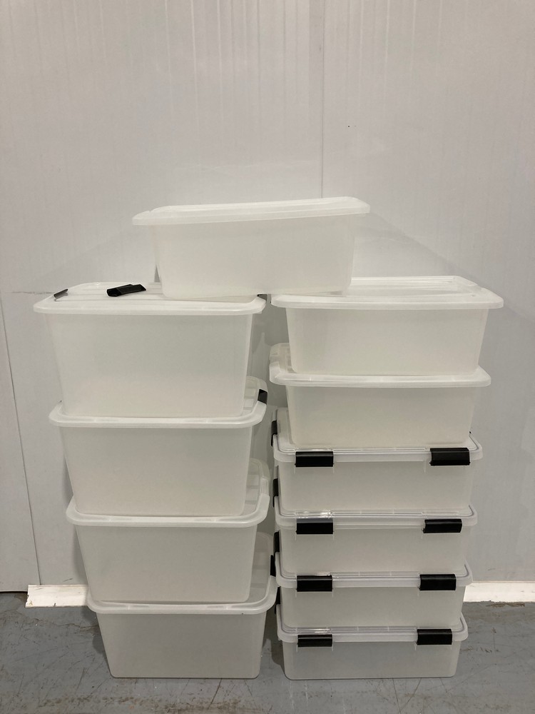 IRIS OHYAMA AIRTIGHT PLASTIC BOXES WITH LID AND SNAP CLOSURESTRANSPARENT, WATERPROOF SEAL, STACKABLE, STORAGE CUBE, VARIOUS SIZES AND MODES.