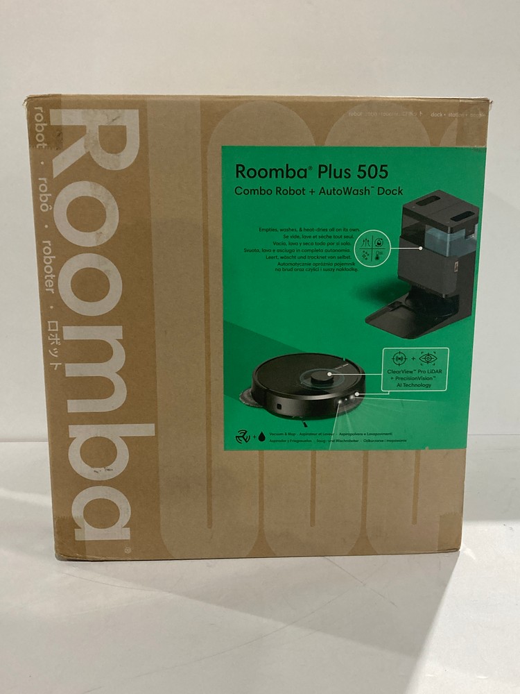 IROBOT ROOMBA PLUS 505 COMBO WITH AUTOWASH MULTIFUNCTION AND SELF-CLEANING BASE, PRECISIONVISION IA, CLEARVIEW PRO LIDAR, HOT AIR DRYING MOPS, (RRP 799€) (ROBOT INCOMPLETE) .