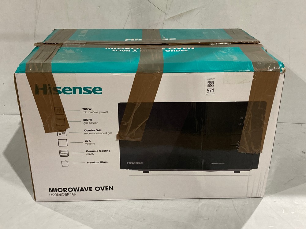 HISENSE H20MOBP1G - MICROWAVE WITH GRILL 20 L, 700 W POWER, 800W GRILL, CERAMIC COATING, PREMIUM GLASS, 5 LEVELS, EASY CLEANING, COOKING TIMER, BLACK.