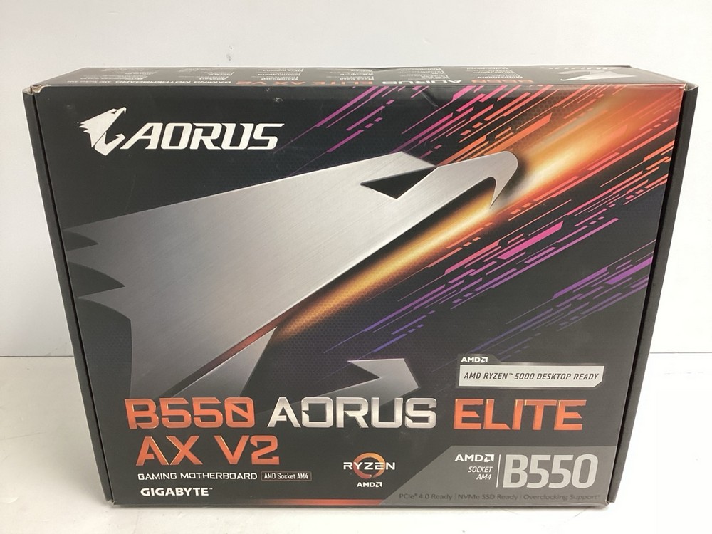 GIGABYTE B550 AORUS ELITE AX V2 MOTHERBOARD (ORIGINAL RRP - €148,55) (WITH BOX. SEE PHOTOS) (INCOMPLETE) [JPTZ20723]
