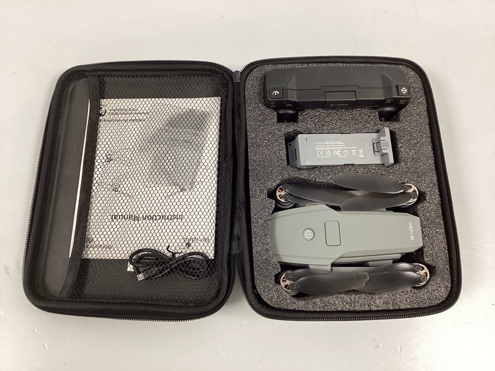 LE IDEA 16P DRONE (ORIGINAL RRP - €159,99) IN GREY. (WITH BOX + 2 BATTERIES + SPARE PROPELLERS + CASE. WITH 2K CAMERA + BRUSHLESS MOTORS. WITHOUT STABILIZATION MODULE.  SEE PHOTOS) (SEE PHOTOS) [JPTZ