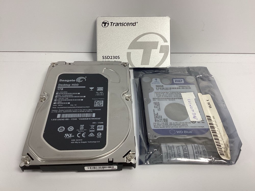 3 X HARD DRIVES INCLUDING WD 500GB (ORIGINAL RRP - €174,29) (WITHOUT BOXES. SEE PICTURES) [JPTZ21544]