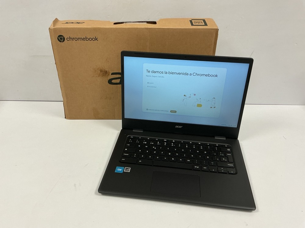 ACER CHROMEBOOK 314 128 GB LAPTOP (ORIGINAL RRP - €299,99) IN BLACK. (WITH BOX + CHARGER. SEE IN PICTURES). INTEL CALERON N4500 PROCESSOR, 4 GB RAM, 14.0" SCREEN, INTEL UHD GRAPHICS [JPTZ21300]