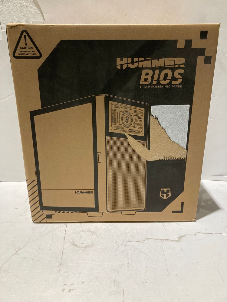 NOX XTREME PRODUCTS HUMMER BIOS - ATX | M-ATX | ITX SEMI-TOWER, CUSTOMISABLE 8" LCD DISPLAY, METAL MESH FRONT PANEL, TEMPERED GLASS SIDE PANEL, SPACE FOR 11 FANS, USB-C AND 3.0, WHITE.