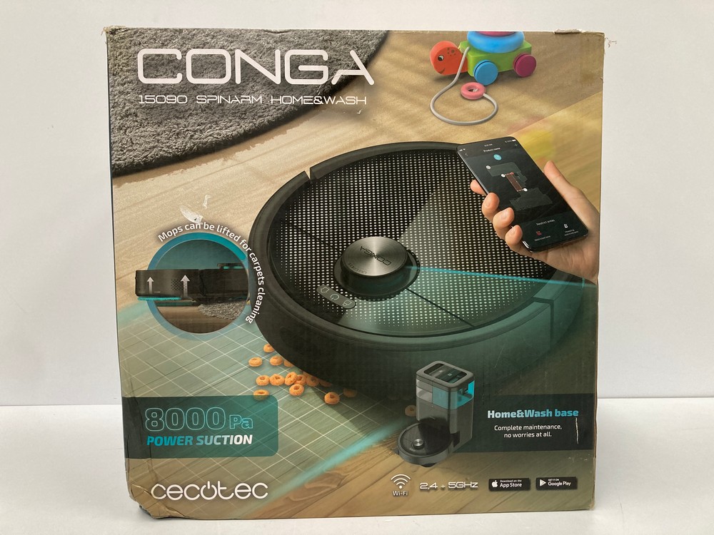 CECOTEC ROBOT HOOVER AND FLOOR CLEANER CONGA MODO 15090 SPINARM HOME&WASH (MAY BE BROKEN OR INCOMPLETE, RRP 339€) - LOCATION 29B.