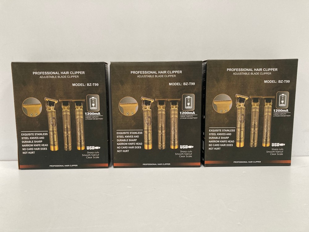 3 X BZ-T99" TRIBAL HAIR AND BEARD RAZOR WITH ADJUSTABLE BLADE AND USB CHARGING - LOCATION 2B