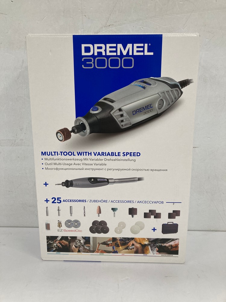 DREMEL 3000 MULTI-TOOL 130 W, KIT WITH 1 ATTACHMENT AND 25 ACCESSORIES AND CASE (SEALED) - LOCATION 27C.