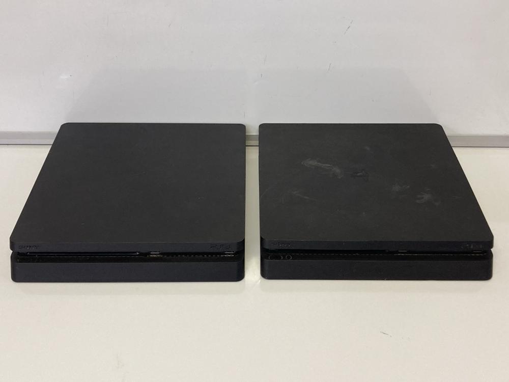 Lot 109  
            Birmingham Premium - Parcel Delivery Only 

                
PS4 SLIM 2 X (ORIGINAL RRP - £300) IN BLACK. (UNIT ONLY) [JPTB7669]
