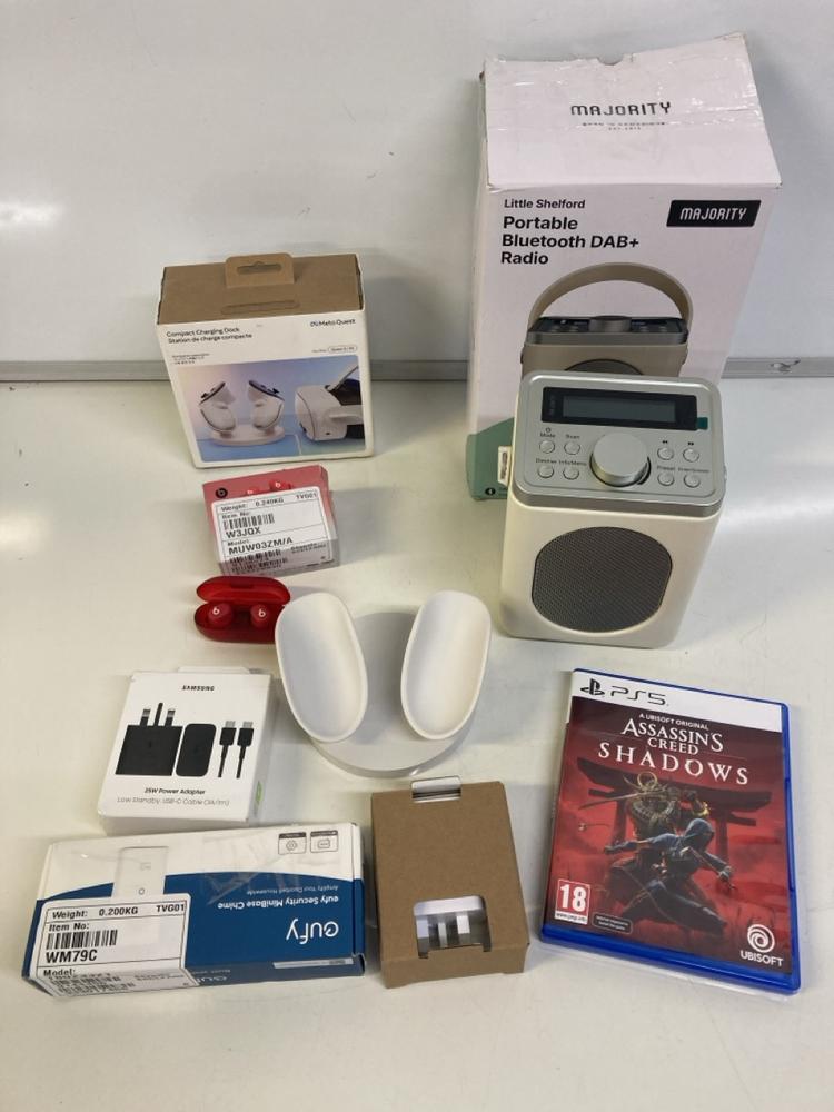Lot 20  
            Birmingham Premium - Parcel Delivery Only 

                
ASSORTED TECH ITEMS TO INCLUDE META QUEST COMPACT CHARGING DOCK STATION (ORIGINAL...