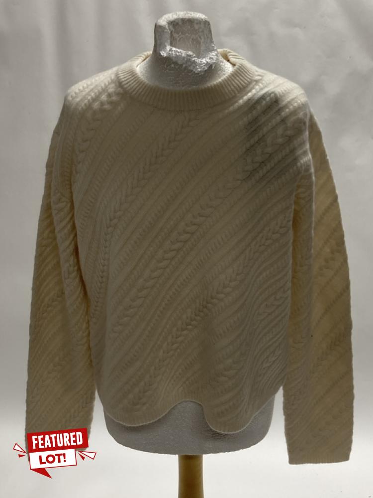 Lot 7  
            Birmingham Premium - Parcel Delivery Only 

                
JOSEPH ROUND NECK GEOMETRIC CABLE JUMPER (IVORY, SIZE S) ORIGINAL RRP £425