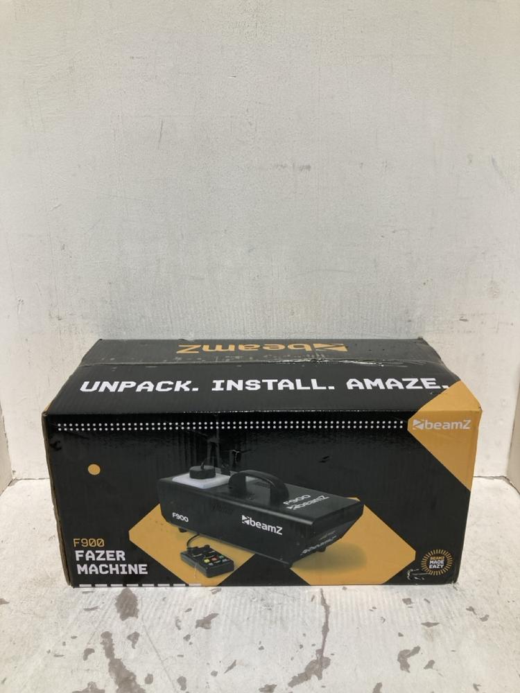 Lot 100  
            Birmingham SR108 - Parcel Delivery Only 

                
BEAMZ LIGHTING F900 FAZER MACHINE ORIGINAL RRP £125