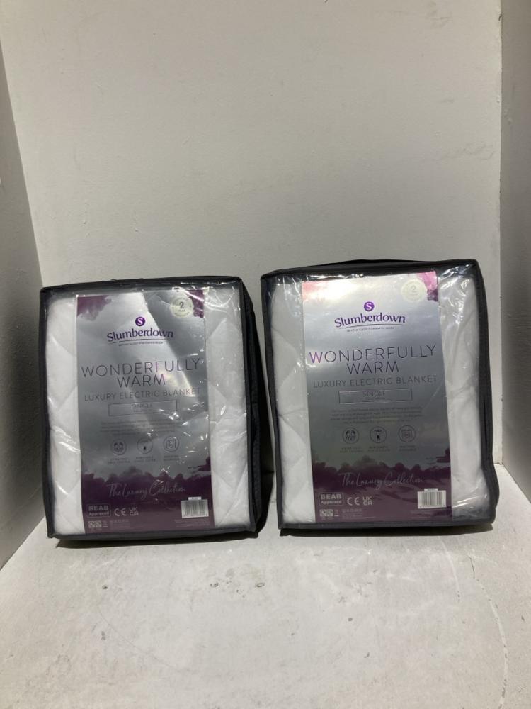 Lot 1076  
            Birmingham SR108 - Parcel Delivery Only 

                
2 X SLUMBERDOWN LUXURY ELECTRIC SINGLE BLANKETS