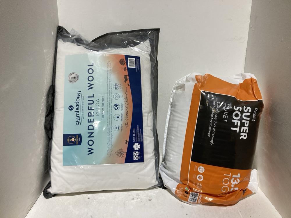 Lot 1078  
            Birmingham SR108 - Parcel Delivery Only 

                
2 X ITEMS TO INCLUDE DUNELM SUPER SOFT DOUBLE DUVET 13.5 TOG