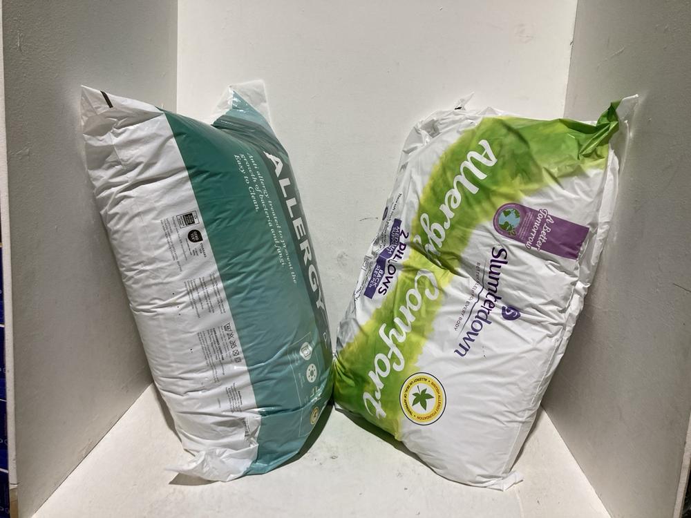 Lot 1081  
            Birmingham SR108 - Parcel Delivery Only 

                
2 X ITEMS TO INCLUDE SLUMBERDOWN ALLERGY COMFORT 2 PILLOW SET