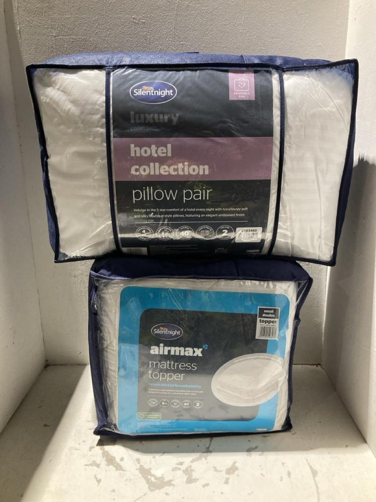 Lot 1120  
            Birmingham SR108 - Parcel Delivery Only 

                
2 X ITEMS TO INCLUDE SILENTNIGHT LUXURY COLLECTION PILLOW PAIR