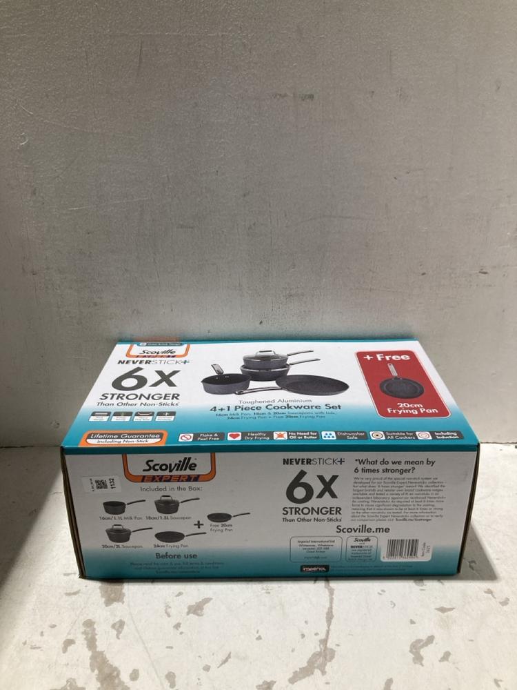 Lot 1132  
            Birmingham SR108 - Parcel Delivery Only 

                
SCOVILLE NEVER STICK PLUS 5 PIECE COOKWARE SET