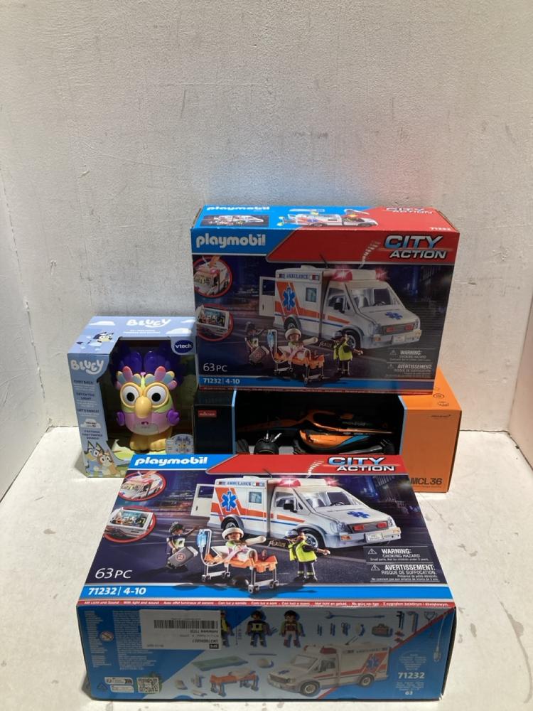 Lot 1148  
            Birmingham SR108 - Parcel Delivery Only 

                
4 X ITEMS TO INCLUDE PLAYMOBIL CITY ACTION AMBULANCE SET