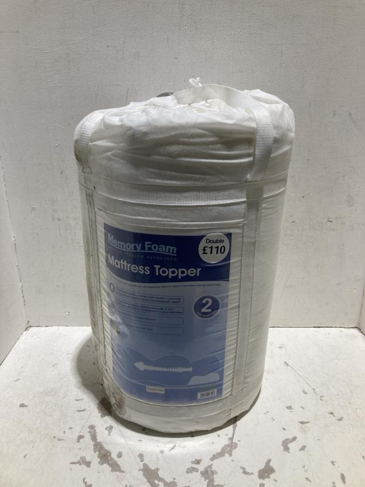 Lot 1157  
            Birmingham SR108 - Parcel Delivery Only 

                
DUNELM MEMORY FOAM MATTRESS TOPPER DOUBLE